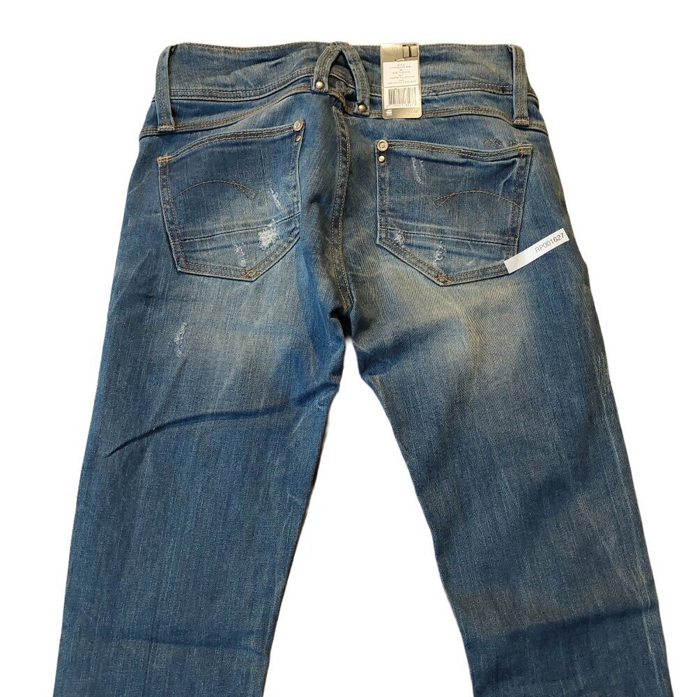 Retro Vintage G-Star Raw Lynn Skinny Eslow Destroyed Denim Blue Jeans Sz 25 NWT - Picture 9 of 11